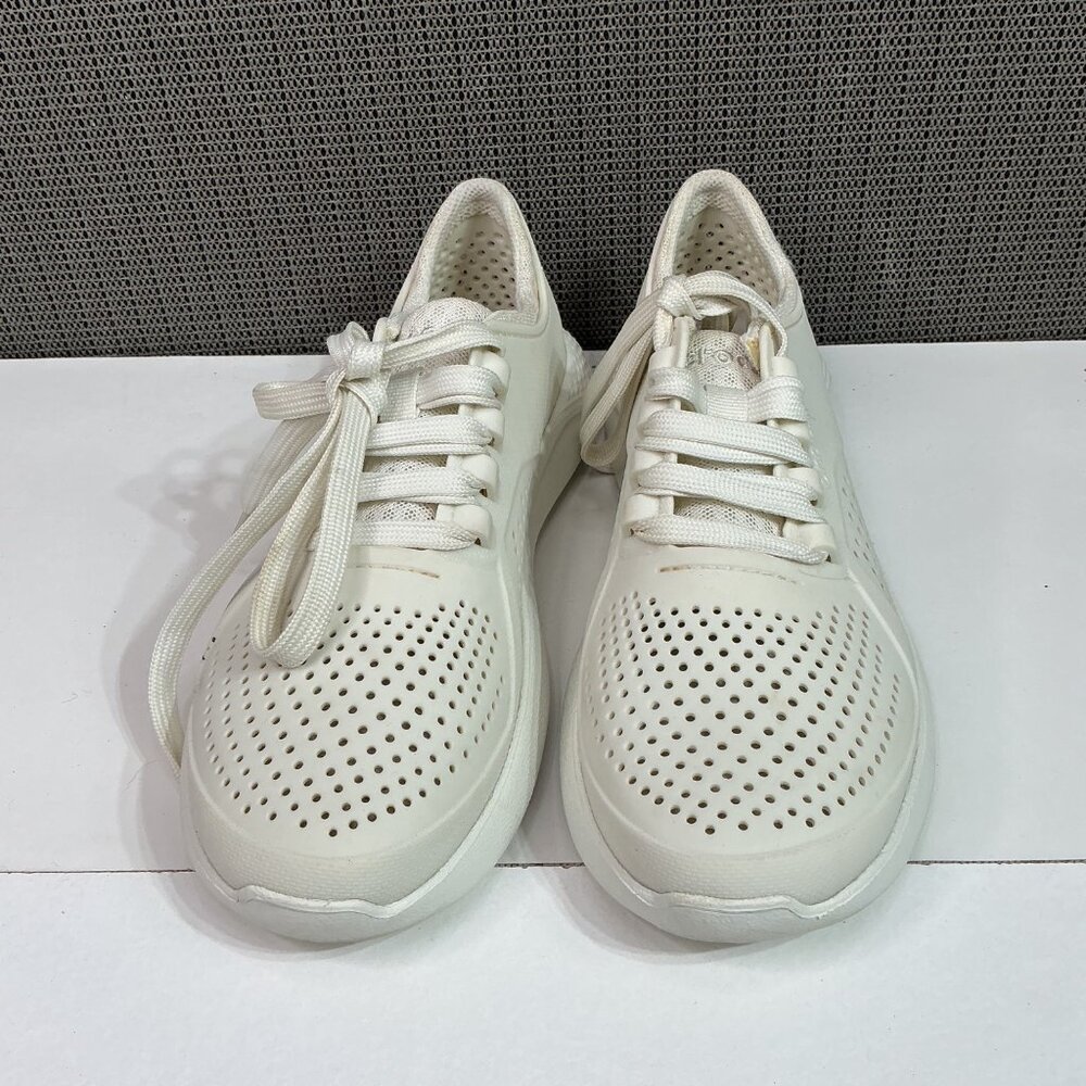 LiteRide By Crocs Womens White Perforated Sneakers W8 Lightweight & Breathable - Picture 2 of 9